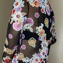 Ginger G Retro Colorful Sheer Floral Crop Shirt Photo 5