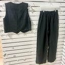 Parke Pure Linen Cropped Vest & Drawstring Wide Leg Pants Set Black Women's M Size M Photo 9