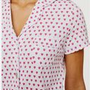 Roller Rabbit  white pink heart print collared button up pajama polo top medium Photo 1