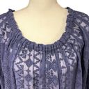 Rebecca Taylor  Silk Sheer Embroidered Long Sleeve Blouse Flounce Hem Blue Size 8 Photo 2