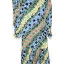 Never Fully Dressed Trapeze Dress w/ Pleated Skirt Green Contrast Scarf Print 4 Photo 2