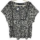 Tommy Hilfiger  Floral Pintuck Popover Top Women's Plus Size 2X Black Tan S/S NEW Photo 1