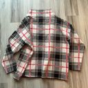 Tahari  1X Red Blue Plaid Mock Neck Sweater Photo 2