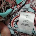 Ny&co NY& 7th Ave teal paisley drape neck ruched blouse size small Photo 6