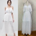 LIONESS  Cross Back Layered Folk Midaxi Dress in White Boho Size US Small Photo 1