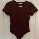 Aritzia Babaton Contour Crew Short Sleeve Thong Bodysuit Coffee Brown Small Photo 1