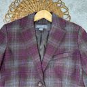 Eddie Bauer  Woman's Classic Wool Blend Blazer Coat Burgundy Plaid 2 Button Lined Photo 10