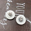 Daisy Vintage 1960s Retro White  Floral Cabochon Stainless Steel Earring Studs Photo 3