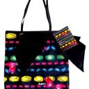 Brighton NWT  Take a Beau Black Shopper Tote Bag Purse Rainbow Mulitcolor Nylon Photo 0