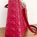 Christian Dior Dior Lady Dior large red lamb skin cannage bag w box receipt copy Photo 8