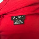 City Chic  Faux Wrap Surplice Midi Dress Size 24/XXL Red V-Neck Lined Skirt Photo 8