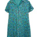 Kathie Lee Collection Vintage  90s Colorful Blue Mini Shirt Dress Size 16 Photo 0