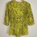 Yoana Baraschi  Lime Green Wrap Silky Blouse Top Watercolor Artsy Anthropologie Photo 5