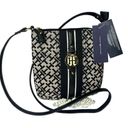 Tommy Hilfiger NEW  CROSSBODY HANDBAG Black Tan Jacquard Faux Leather Logo Purse Photo 6