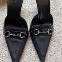 Gucci Black GG Canvas and Leather Horse-Bit Pointed Mules Women’s Size 8 Photo 8