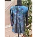 indigo. Soul Women's Multicolor Peacock Round Neck Long Sleeve Top Blouse Small Photo 5