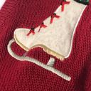 Basic Editions  Vintage Holiday Ice Skate Print Christmas Sweater Cardigan Small Photo 8