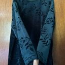 Carolyn Taylor  velvet rose/floral long sleeve blouse. Size L dark forest green Photo 2