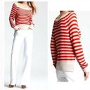 BCBG MaxAzria large striped hi low linen sweater Photo 1