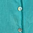 Bryn Walker  Lagenlook 100% Linen Aqua Blue Button Up Blouse | Small Photo 2