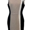 White House | Black Market  tan/ black/ white color blocked sleeveless dress sz 8 Photo 0
