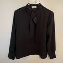 Molly Bracken Lili Sidonio  Button Down Tie Neck Blouse Black Photo 1