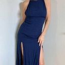 Indah  Double Slit Open Back Maxi Dress in Navy Photo 0