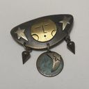 The Moon Signed Far Fetched Mexico - Multi Color Metal And Stars Brooch Pin Photo 3