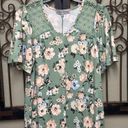 Absolutely Famous  short sleeve basil floral crochet blouse Photo 1