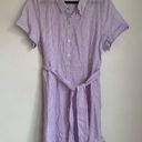 NWT Hill House 100% Linen Preppy Short Sleeve Mini Dress in Purple White Striped Size XL Photo 1