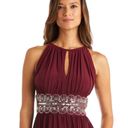 R & M Richards  Halter Sleeveless Long Gown Beaded Waist Purple Eggplant Size 4 Photo 6