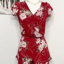 Nordstrom  Red Romper Shorts S Mimi Chica Short Sleeve One Piece Floral Photo 2