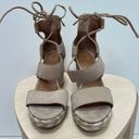 Frye Roberta Ghillie Sandals 7M Beige Strappy Wedge Heel Rope Detail Shoes Photo 1