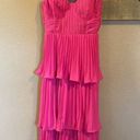 Lulus NWOT  Cascading Crush Hot Pink Tiered Bustier Midi Dress Photo 7