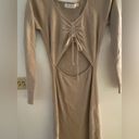 All in Favor NWT  gathered front cutout long sleeve ribbed midi dress M Photo 3