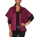 Natori  Faux Suede Burgundy Cropped Kimono Half Sleeve Topper Size L Photo 0