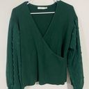 Lush Clothing Lush Green Dot Sleeve Wrap Sweater Photo 2