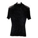 Tracy Reese  New York black metallic knit semi sheer short sleeve top Small Photo 3