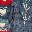 heirloom collectibles Vintage  Blue Cardigan Heart Floral Embroidered Knit Photo 7