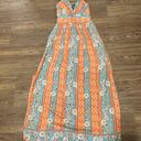 Angie NWT  Boho Knot Front Printed Maxi Dress Blue Orange Size Medium Photo 8