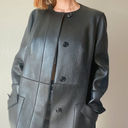 Akris  Black Lamb Nappa Leather Coat Photo 6