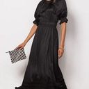 Cleobella silky black  Jasmine Maxi Dress Women’s Size medium Puff Sleeves Solid Photo 1