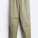 ZARA  Pull On High Waisted Elastic Waist Parachute Pants Green Women's Size XS Photo 0