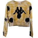 Kappa  Galz Tie Dye Cropped Sweatshirt Crew Neck Logo Pullover Yellow Small Photo 1