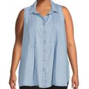 Terra & Sky  Plus Size Sleeveless Pintuck Shirt Women’s
2X Denim Blue Button Down Photo 0