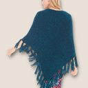 Chico's Chico’s Chenille Fringe Poncho Turquoise One Size Photo 5