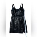 Aeropostale MWTS🍒 BLACK LEATHER MINI DRESS ADJUSTABLE STRAPS FRONT SLIT SMOKING Photo 7