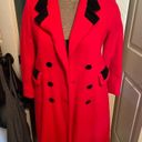 Vintage 1970s Rothschild Women’s Wool Long Coat, Size 8 Red and Black Photo 11