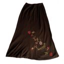 Dress Barn Vintage Y2K  Dark Brown Embroidered Floral Knit Midi Skirt 🔥 Photo 0