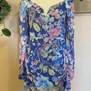 Lulus NWOT  Beautiful Impression Blue Floral Chiffon Long Sleeve Mini Dress Photo 0